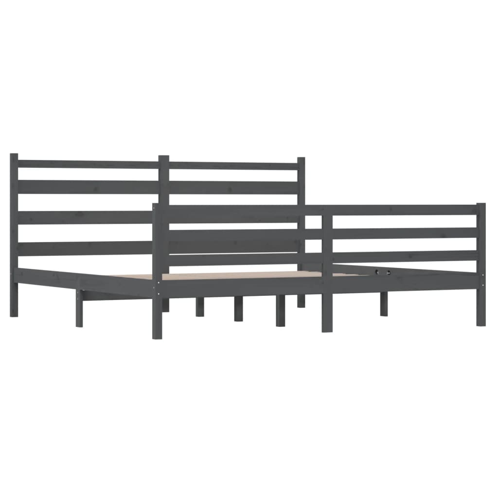 Bedframe massief grenenhout grijs 200x200 cm is nu te koop bij PeponiXL, paradijselijk wonen!