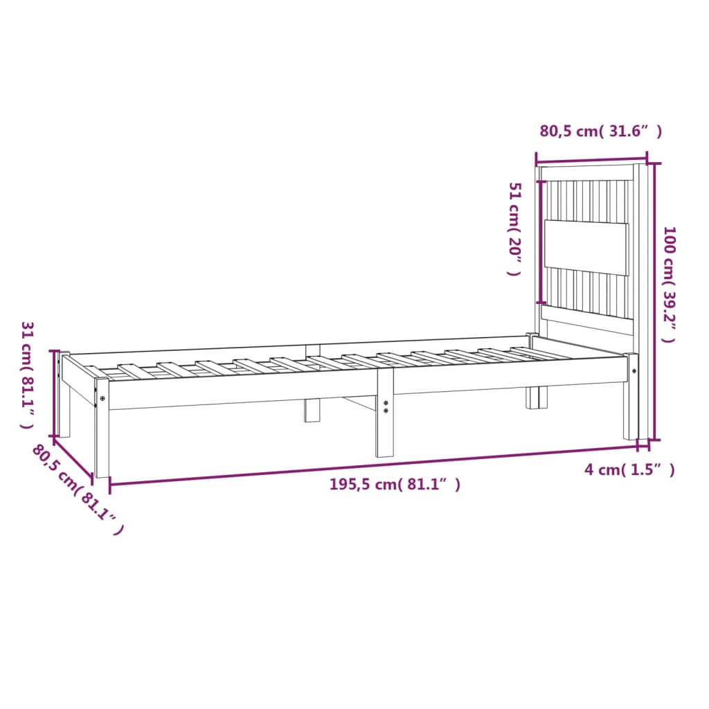 Bedframe massief grenenhout wit 75x190 cm is nu te koop bij PeponiXL, paradijselijk wonen!
