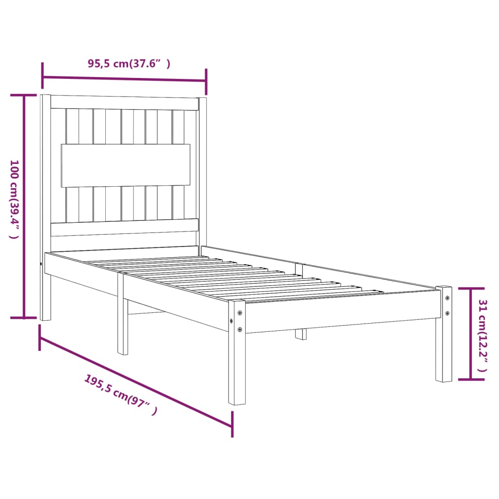 Bedframe massief grenenhout 90x190 cm is nu te koop bij PeponiXL, paradijselijk wonen!