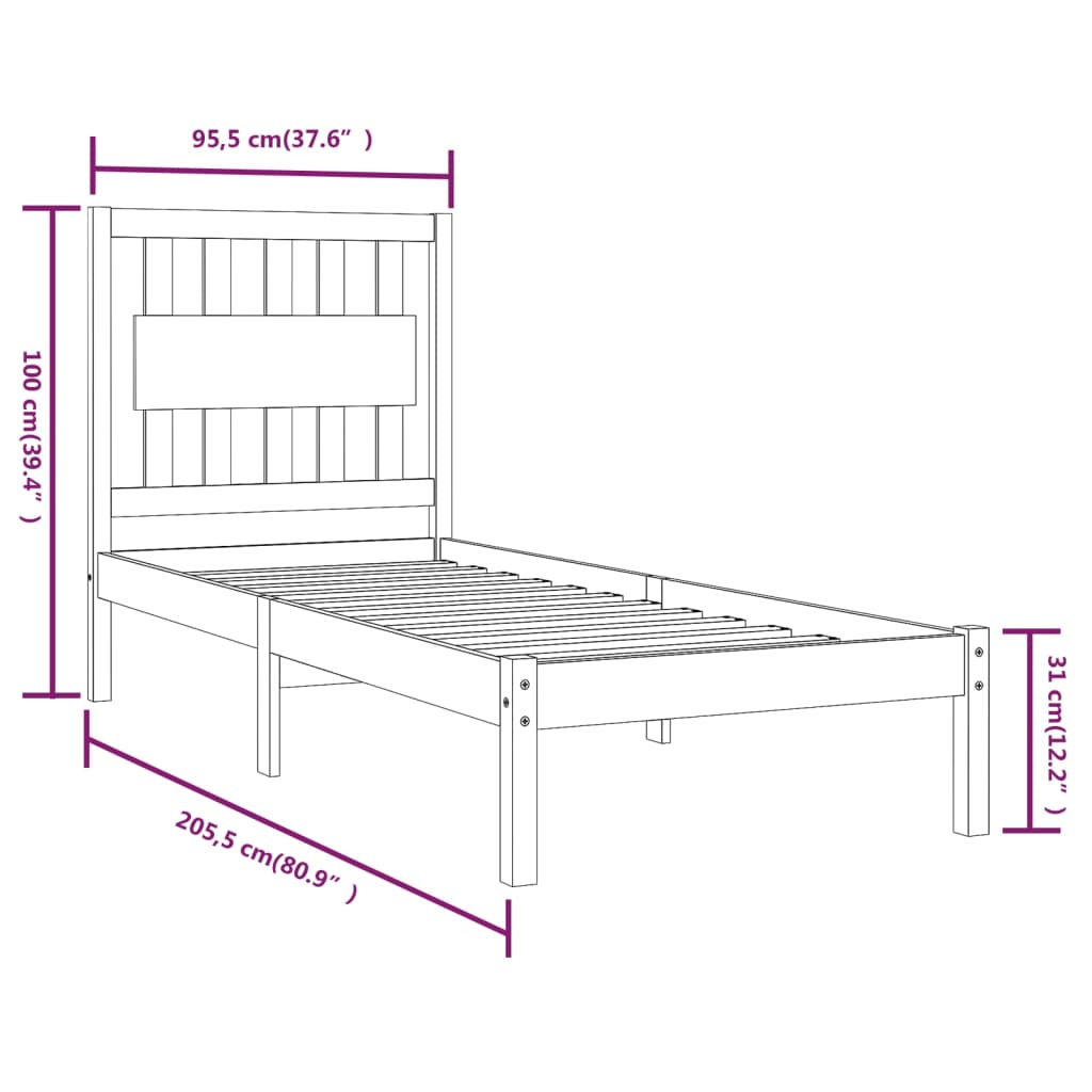 Bedframe massief grenenhout wit 90x200 cm is nu te koop bij PeponiXL, paradijselijk wonen!