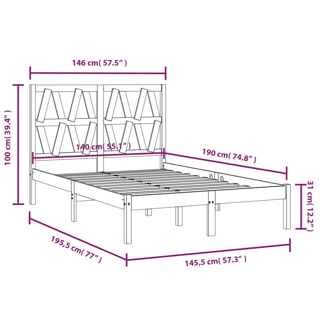 Bedframe massief grenenhout 140x190 cm is nu te koop bij PeponiXL, paradijselijk wonen!