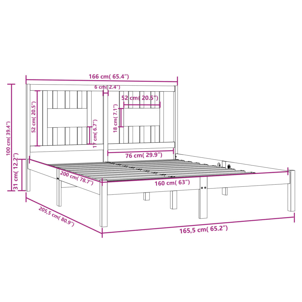 Bedframe massief grenenhout 160x200 cm is nu te koop bij PeponiXL, paradijselijk wonen!