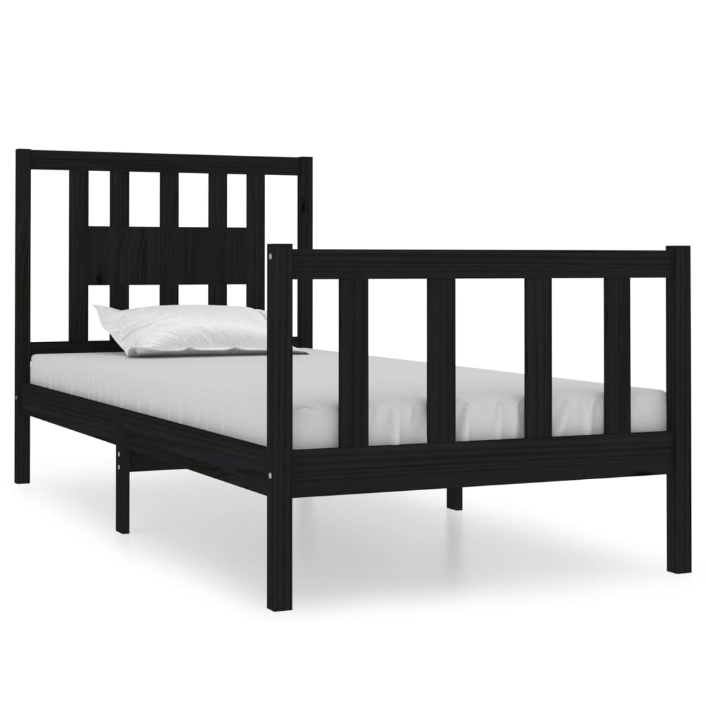 Bedframe massief hout zwart 75x190 cm is nu te koop bij PeponiXL, paradijselijk wonen!