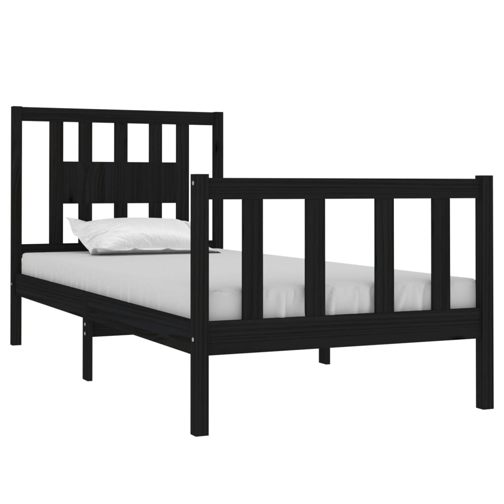 Bedframe massief hout zwart 75x190 cm is nu te koop bij PeponiXL, paradijselijk wonen!