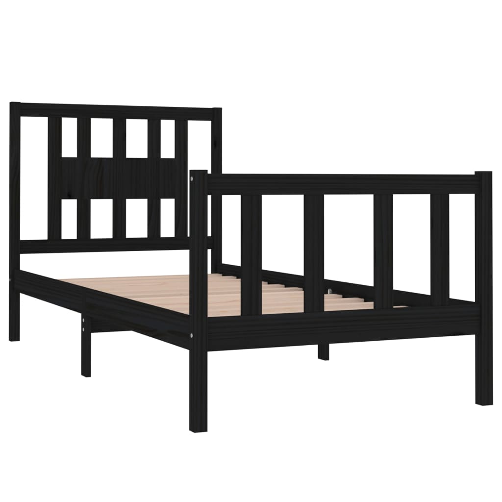 Bedframe massief hout zwart 75x190 cm is nu te koop bij PeponiXL, paradijselijk wonen!