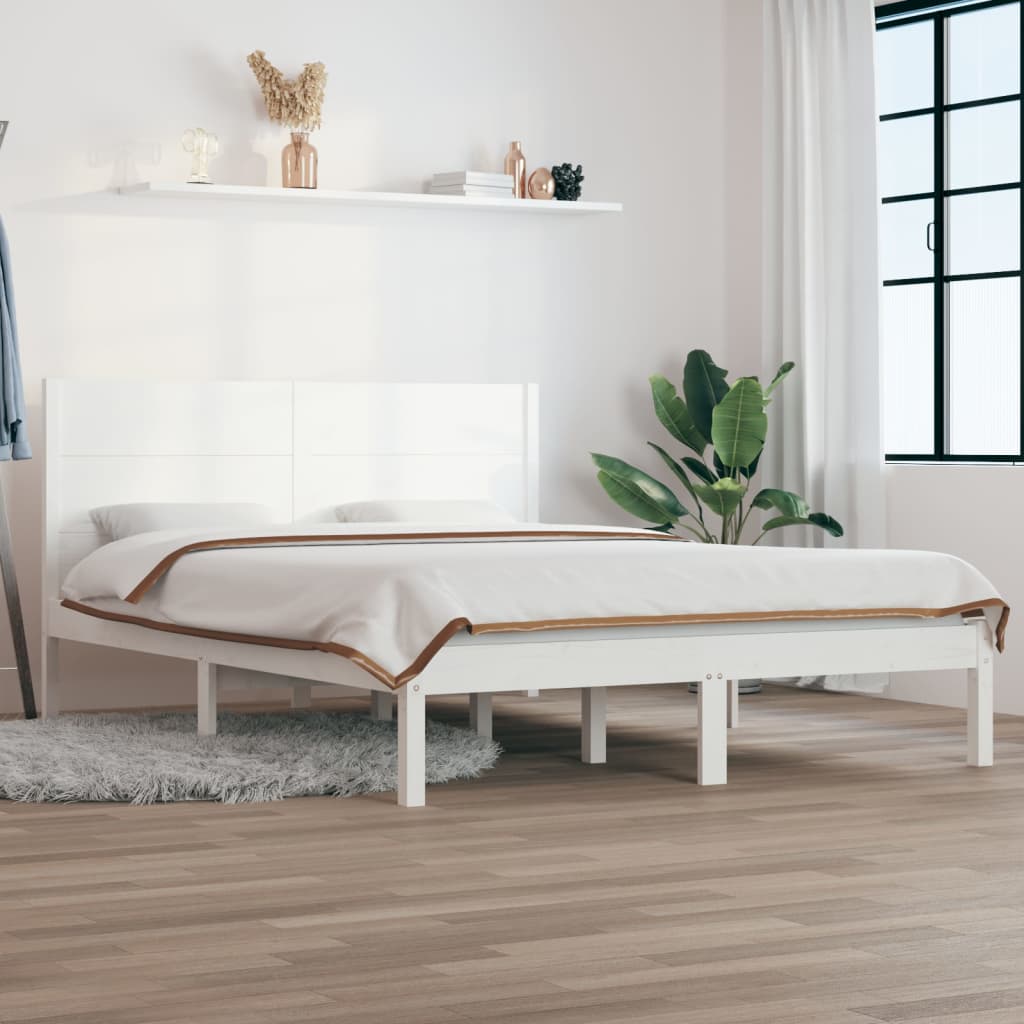 Bedframe zonder matras massief grenenhout wit 140x190 cm is nu te koop bij PeponiXL, paradijselijk wonen!