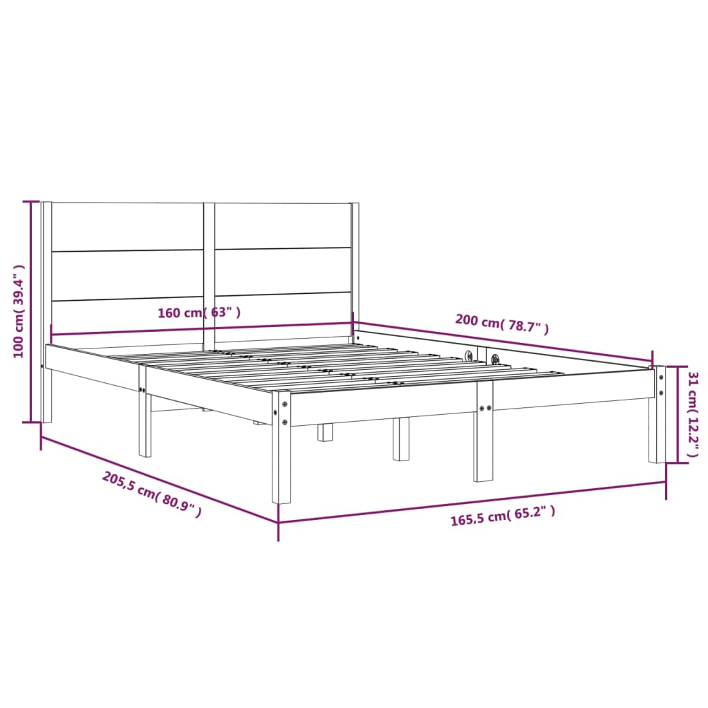 Bedframe zonder matras massief grenenhout 160x200 cm is nu te koop bij PeponiXL, paradijselijk wonen!