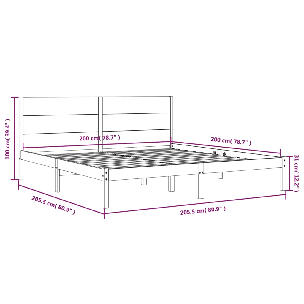 Bedframe zonder matras massief grenenhout 200x200 cm is nu te koop bij PeponiXL, paradijselijk wonen!