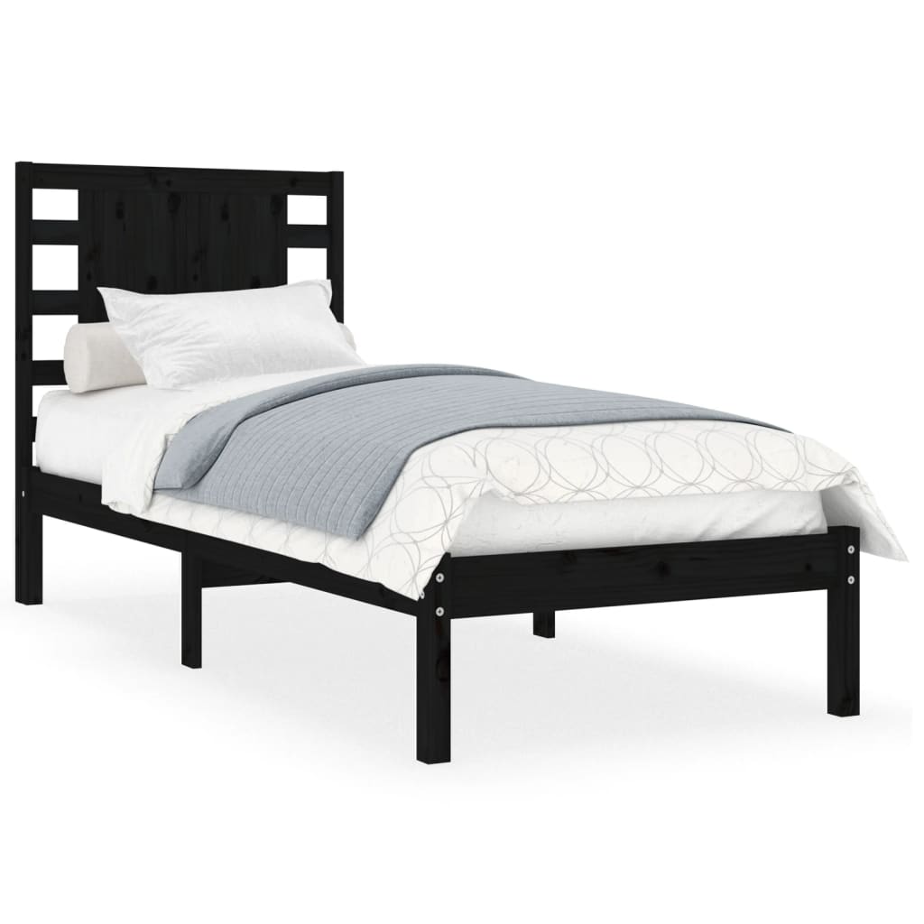 Bedframe massief grenenhout zwart 100x200 cm is nu te koop bij PeponiXL, paradijselijk wonen!