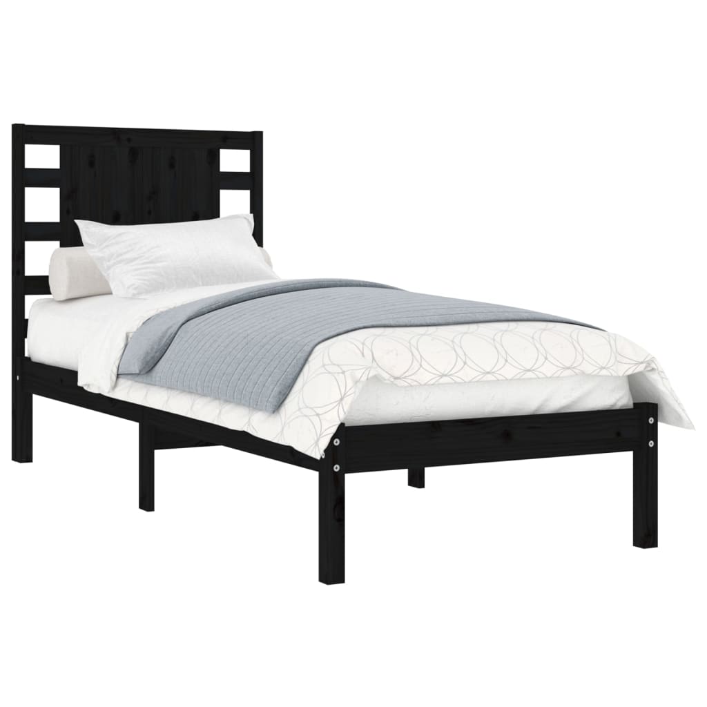 Bedframe massief grenenhout zwart 100x200 cm is nu te koop bij PeponiXL, paradijselijk wonen!