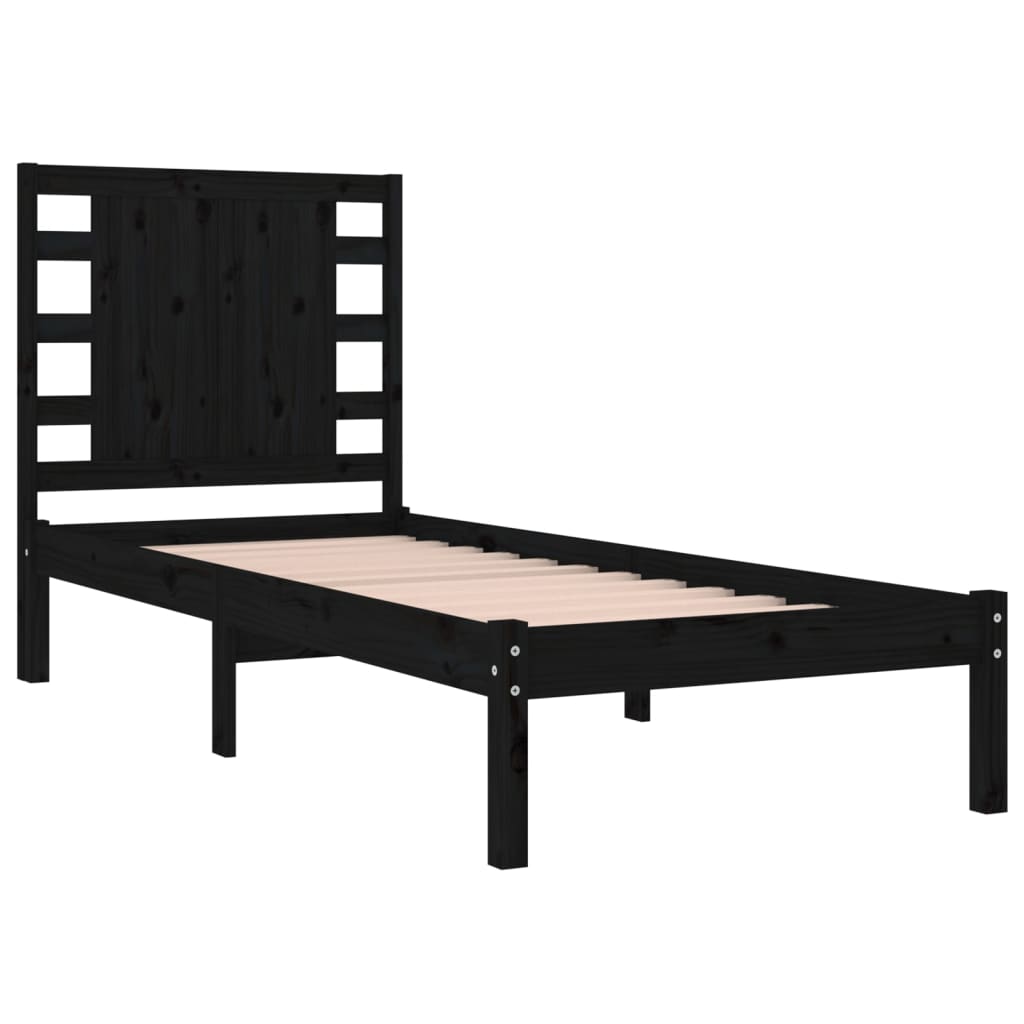 Bedframe massief grenenhout zwart 100x200 cm is nu te koop bij PeponiXL, paradijselijk wonen!