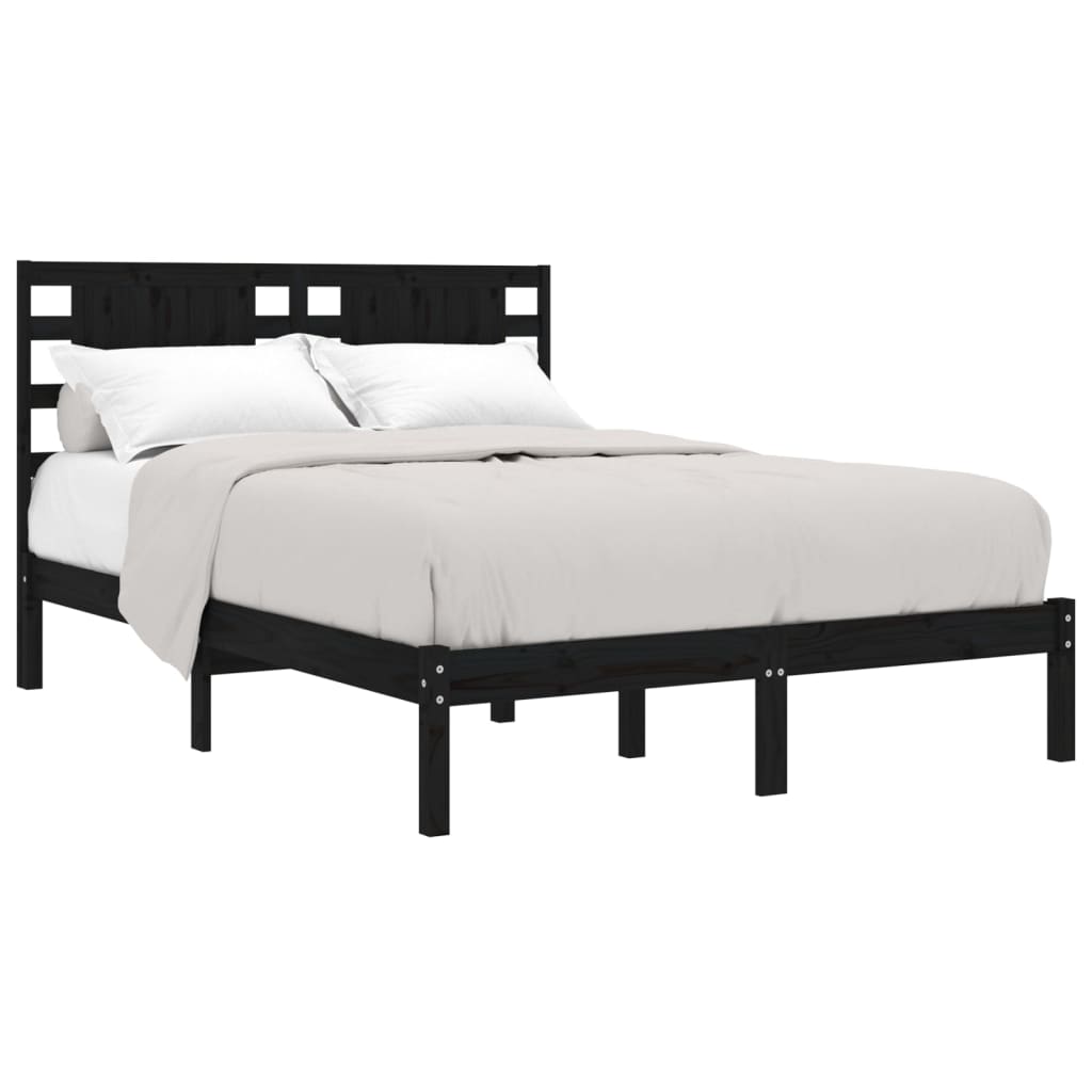 Bedframe massief grenenhout zwart 200x200 cm is nu te koop bij PeponiXL, paradijselijk wonen!