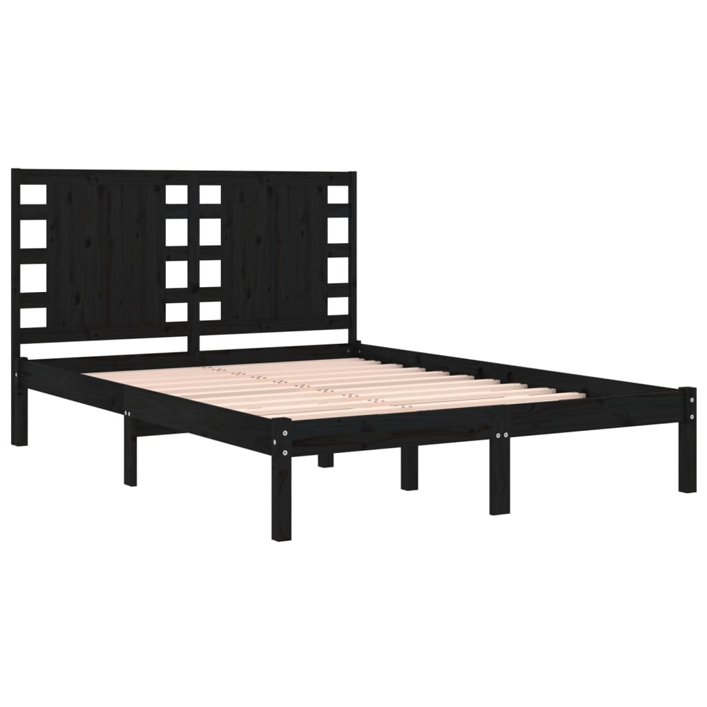 Bedframe massief grenenhout zwart 200x200 cm is nu te koop bij PeponiXL, paradijselijk wonen!