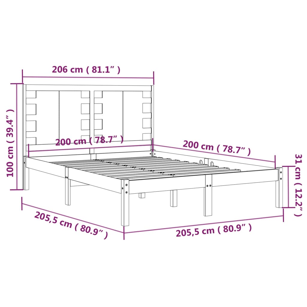 Bedframe massief grenenhout zwart 200x200 cm is nu te koop bij PeponiXL, paradijselijk wonen!