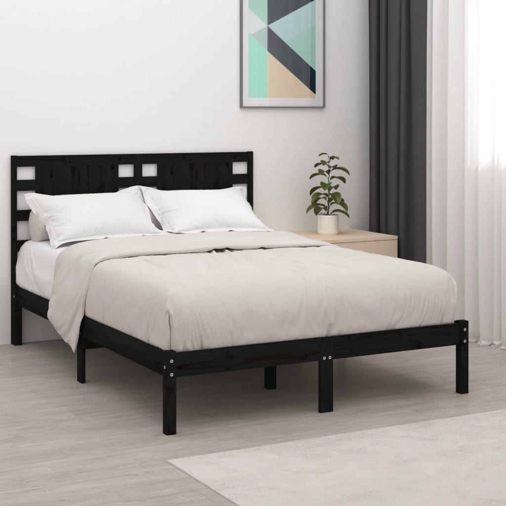Bedframe massief grenenhout zwart 200x200 cm is nu te koop bij PeponiXL, paradijselijk wonen!