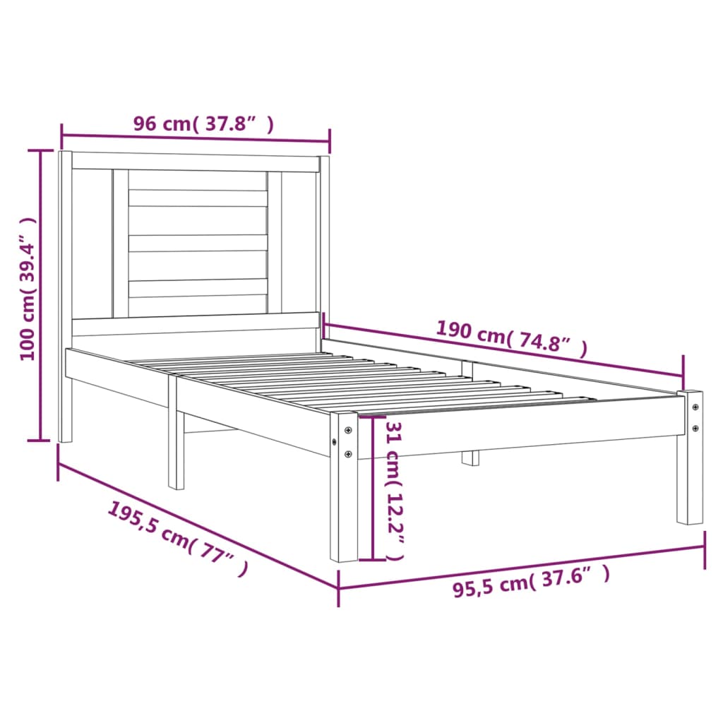 Bedframe zonder matras massief grenenhout 90x190 cm is nu te koop bij PeponiXL, paradijselijk wonen!