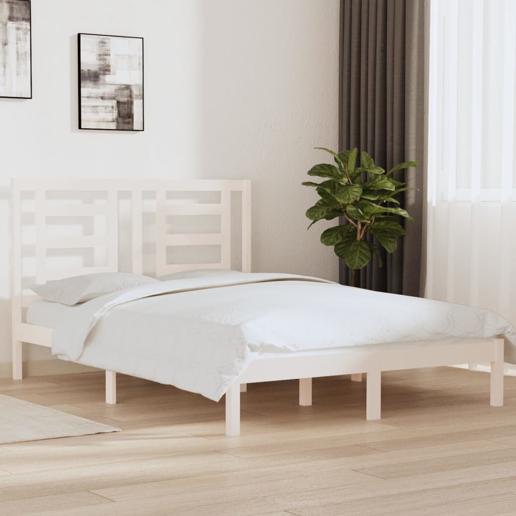 Bedframe zonder matras massief grenenhout wit 140x190 cm is nu te koop bij PeponiXL, paradijselijk wonen!
