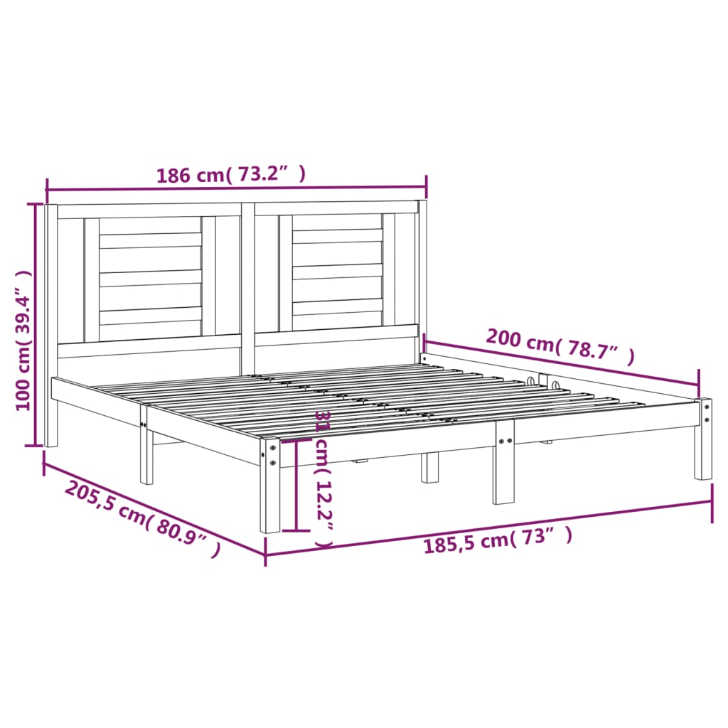 Bedframe massief hout wit 180x200 cm is nu te koop bij PeponiXL, paradijselijk wonen!