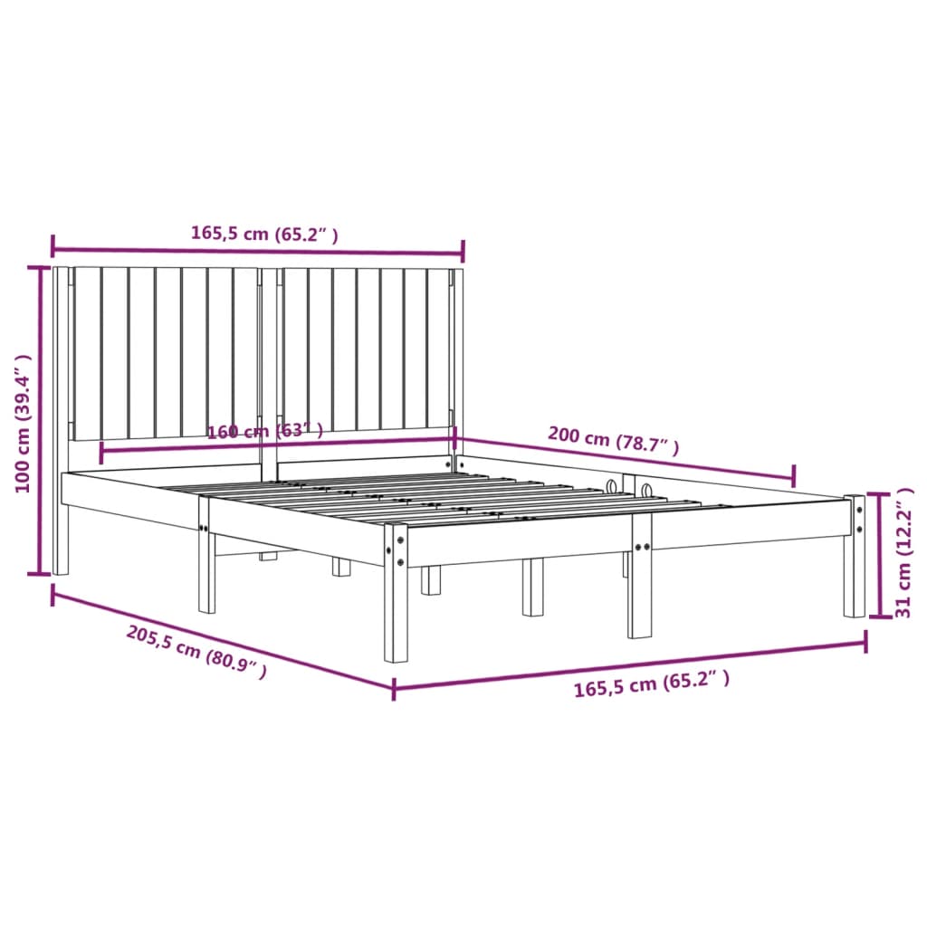Bedframe zonder matras massief grenenhout 160x200 cm is nu te koop bij PeponiXL, paradijselijk wonen!