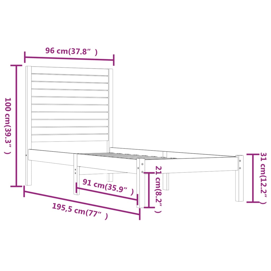 Bedframe massief hout 90x190 cm is nu te koop bij PeponiXL, paradijselijk wonen!