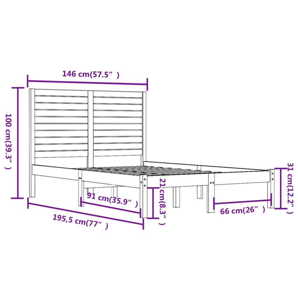 Bedframe massief hout wit 140x190 cm is nu te koop bij PeponiXL, paradijselijk wonen!