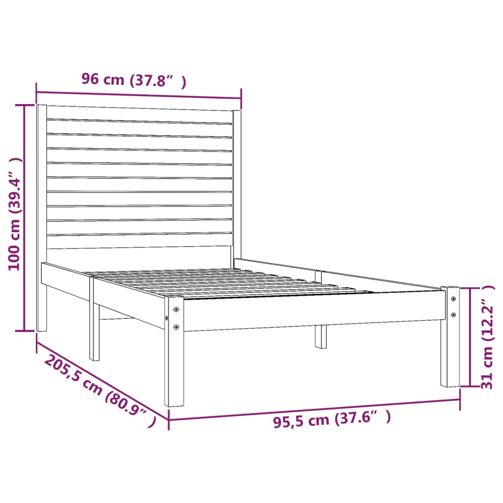 Bedframe massief hout wit 90x200 cm is nu te koop bij PeponiXL, paradijselijk wonen!