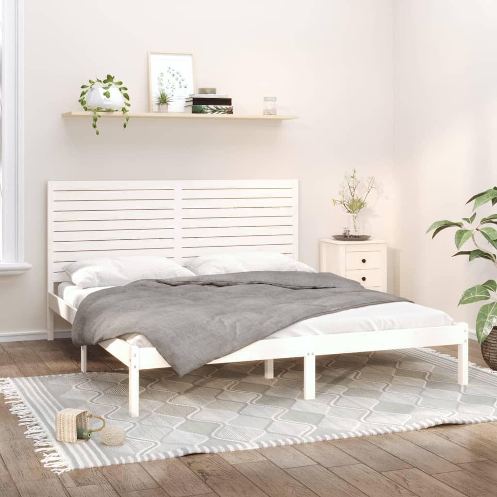 Bedframe massief hout wit 200x200 cm is nu te koop bij PeponiXL, paradijselijk wonen!