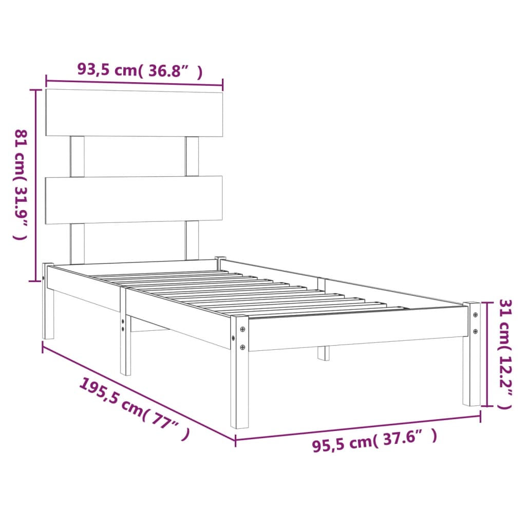 Bedframe massief hout 90x190 cm is nu te koop bij PeponiXL, paradijselijk wonen!