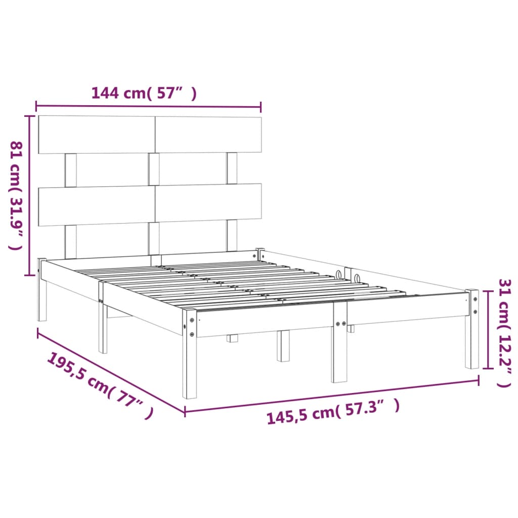 Bedframe massief hout 140x190 cm is nu te koop bij PeponiXL, paradijselijk wonen!
