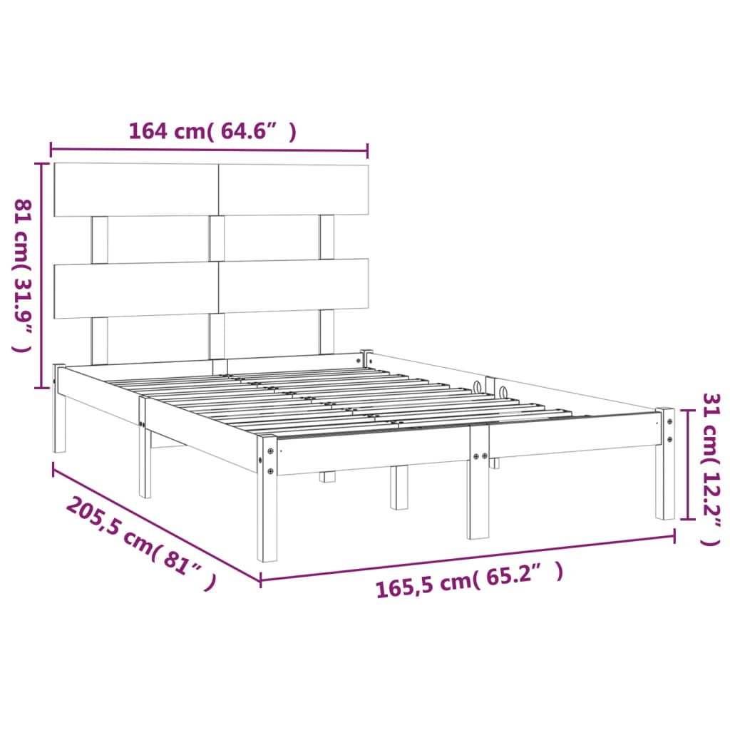 Bedframe massief hout 160x200 cm is nu te koop bij PeponiXL, paradijselijk wonen!
