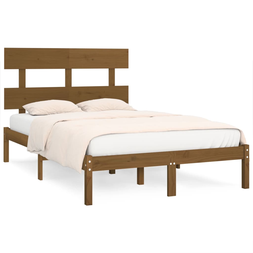 Bedframe massief hout honingbruin 200x200 cm is nu te koop bij PeponiXL, paradijselijk wonen!
