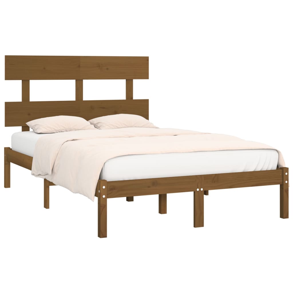 Bedframe massief hout honingbruin 200x200 cm is nu te koop bij PeponiXL, paradijselijk wonen!