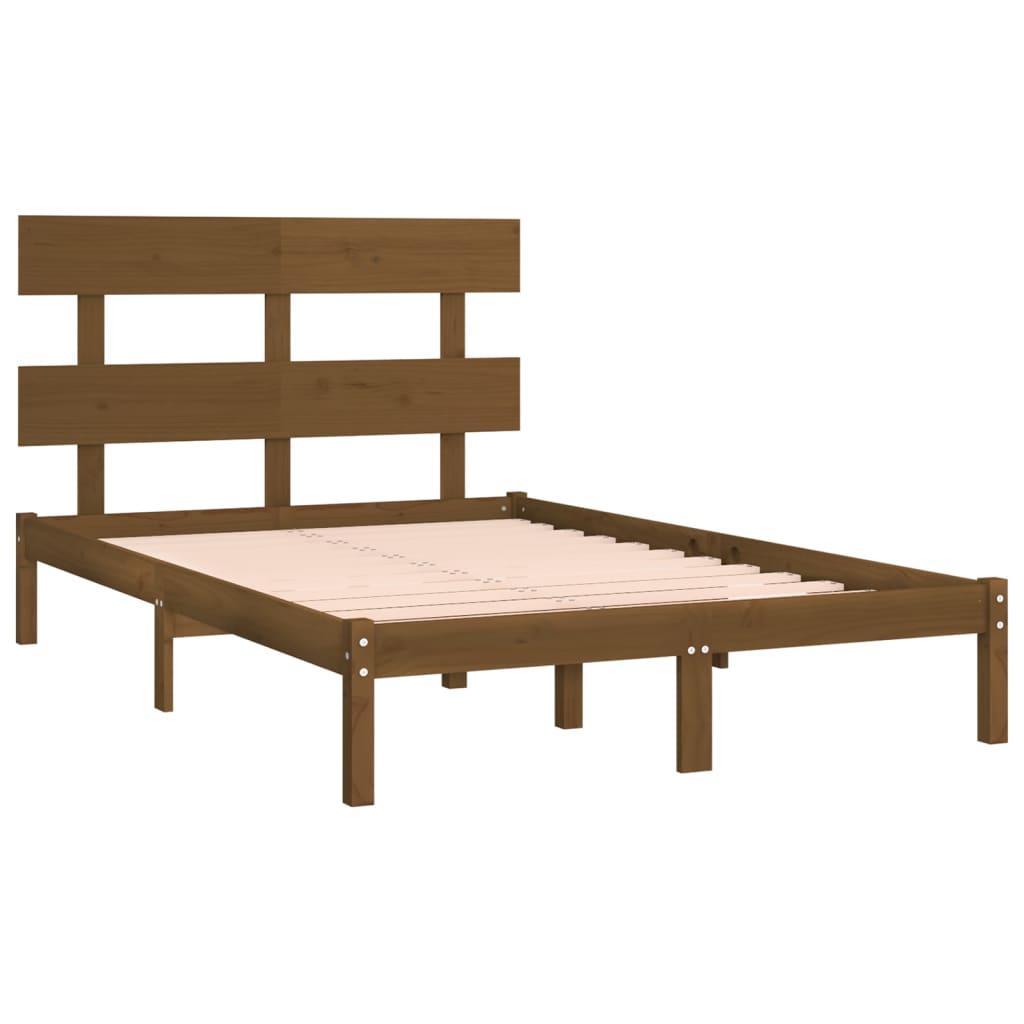 Bedframe massief hout honingbruin 200x200 cm is nu te koop bij PeponiXL, paradijselijk wonen!