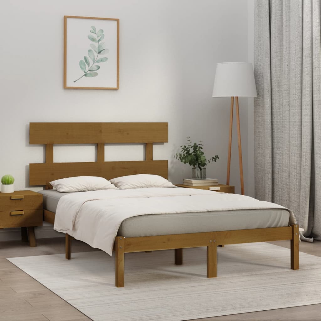 Bedframe massief hout honingbruin 200x200 cm is nu te koop bij PeponiXL, paradijselijk wonen!