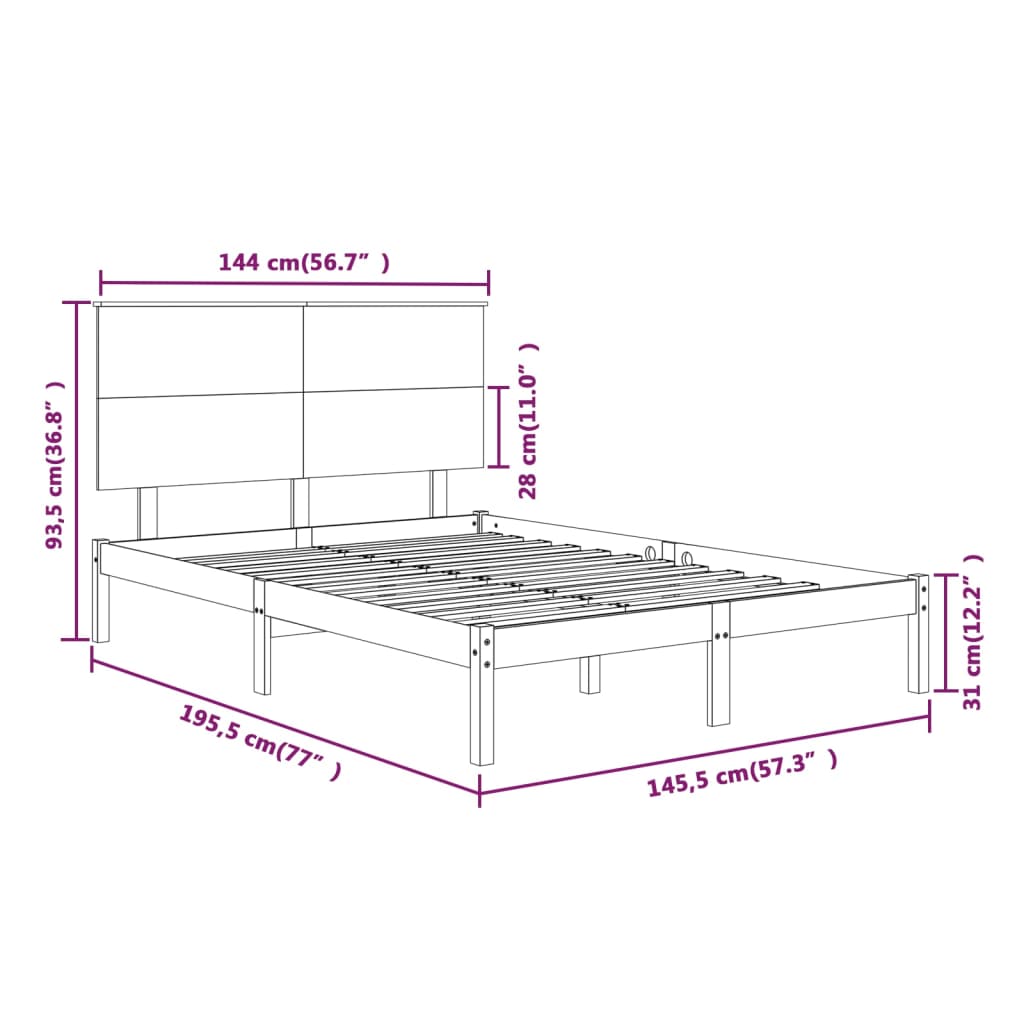 Bedframe zonder matras massief grenenhout wit 140x190 cm is nu te koop bij PeponiXL, paradijselijk wonen!