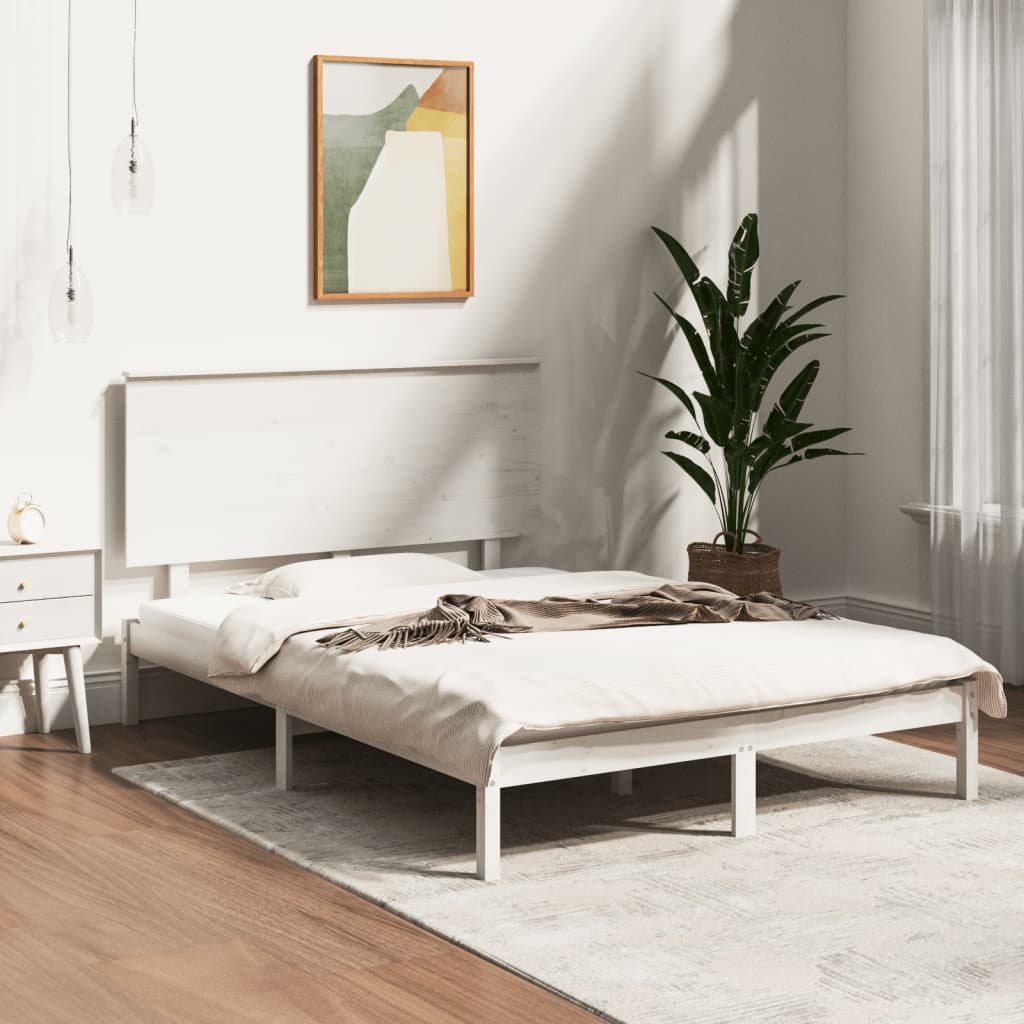 Bedframe zonder matras massief grenenhout wit 140x190 cm is nu te koop bij PeponiXL, paradijselijk wonen!