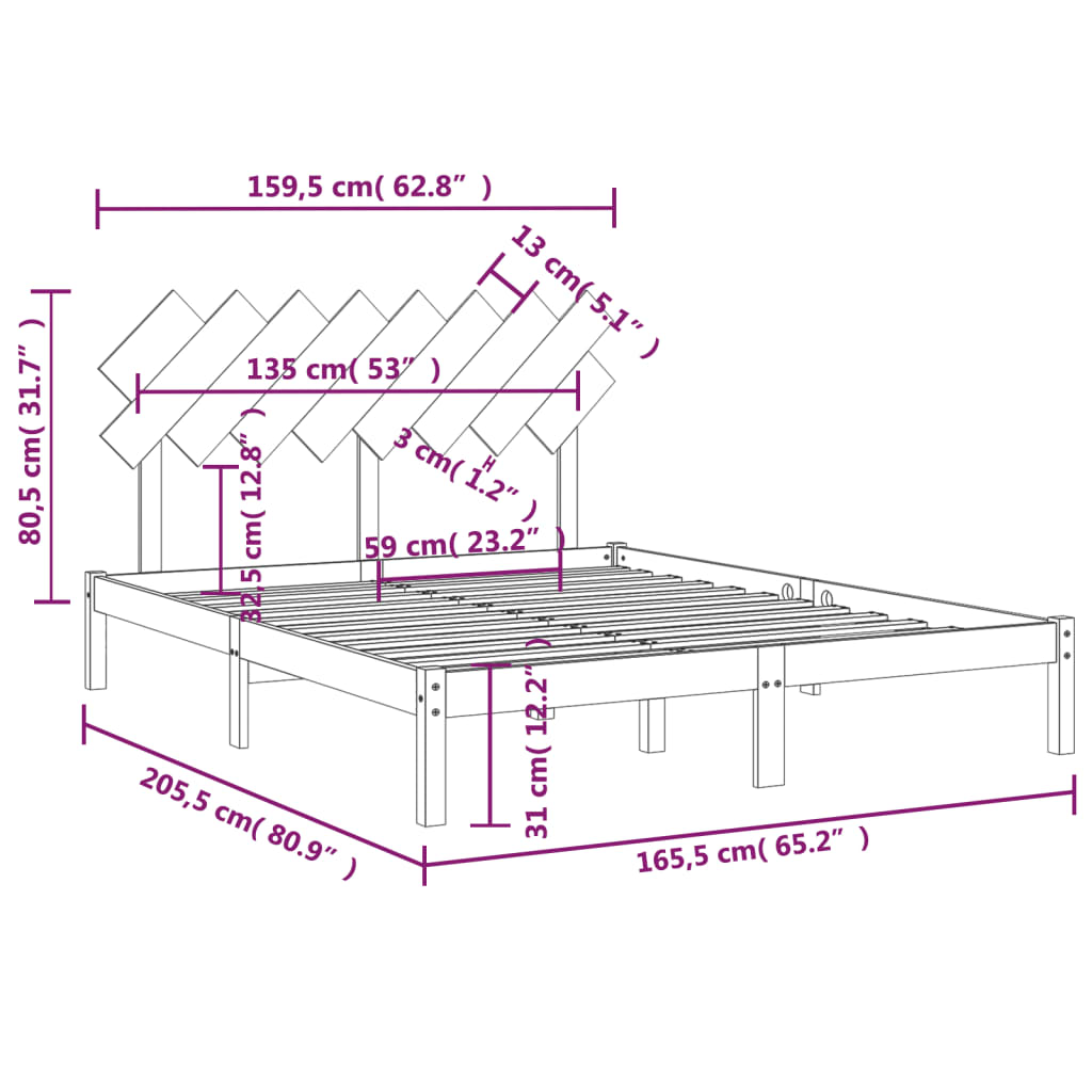 Bedframe massief hout 160x200 cm is nu te koop bij PeponiXL, paradijselijk wonen!