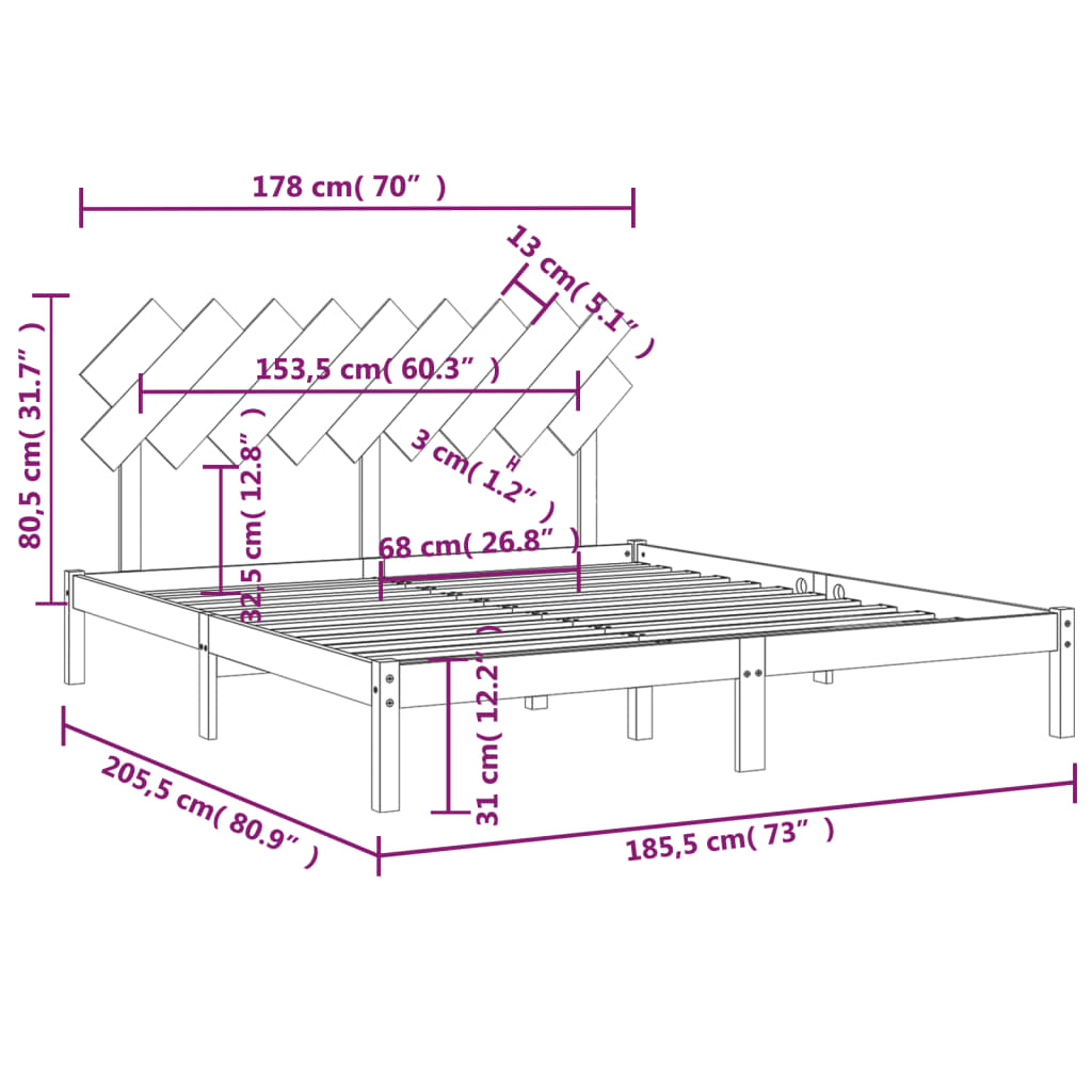 Bedframe massief hout wit 180x200 cm is nu te koop bij PeponiXL, paradijselijk wonen!