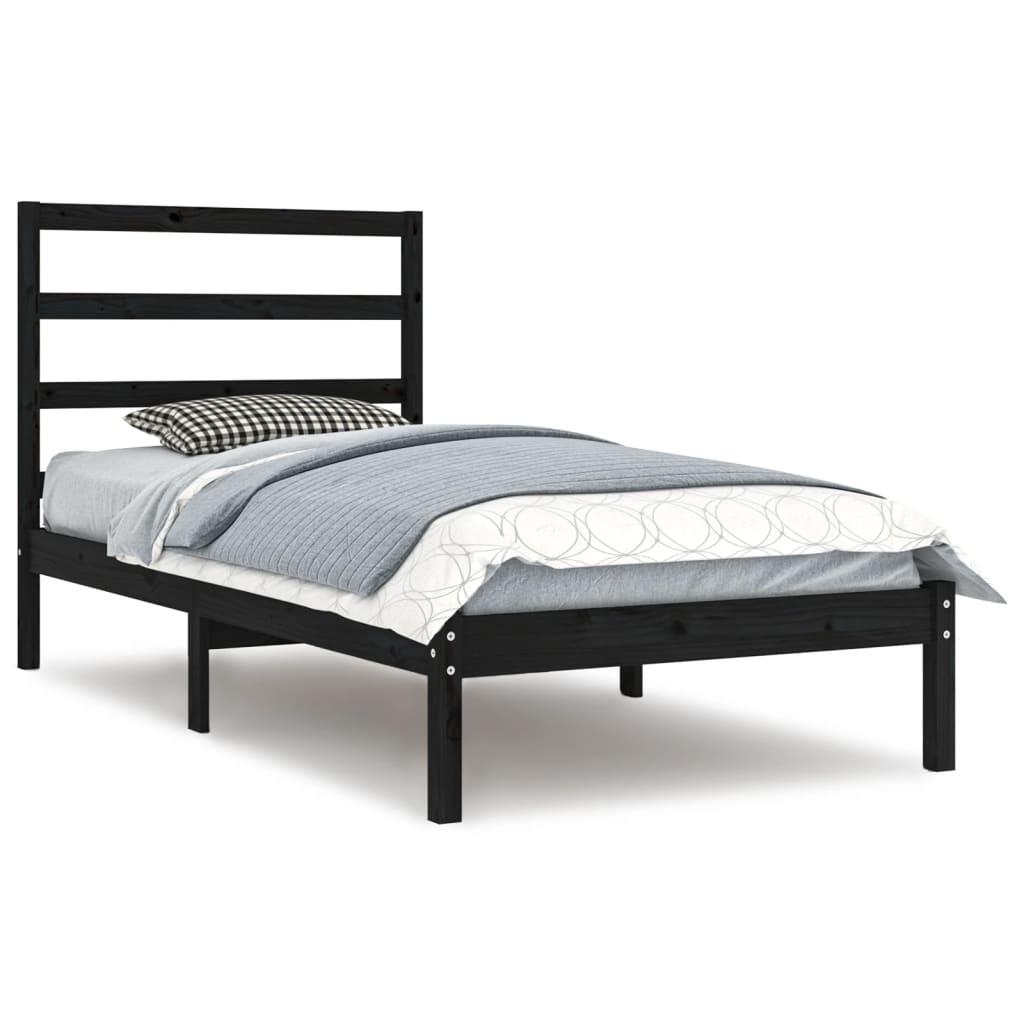 Bedframe massief grenenhout zwart 100x200 cm is nu te koop bij PeponiXL, paradijselijk wonen!
