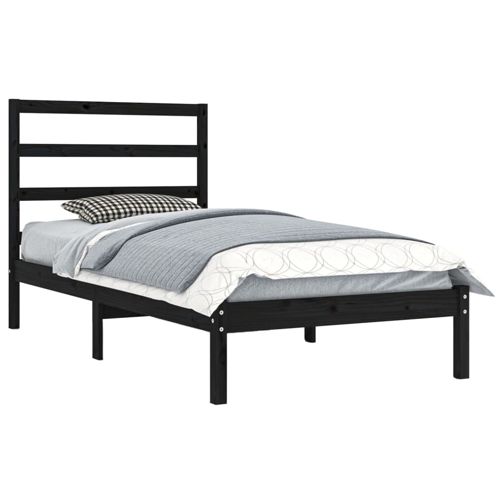 Bedframe massief grenenhout zwart 100x200 cm is nu te koop bij PeponiXL, paradijselijk wonen!