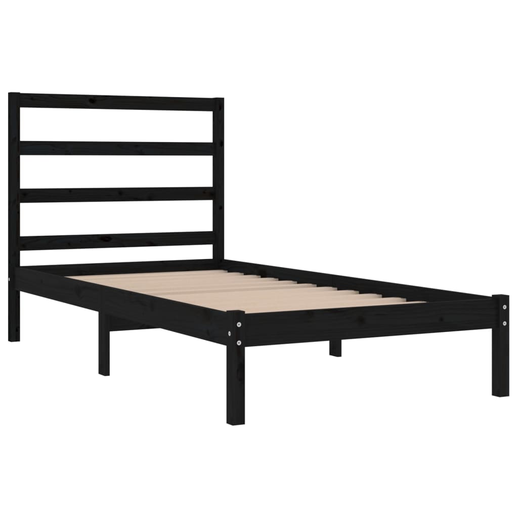 Bedframe massief grenenhout zwart 100x200 cm is nu te koop bij PeponiXL, paradijselijk wonen!