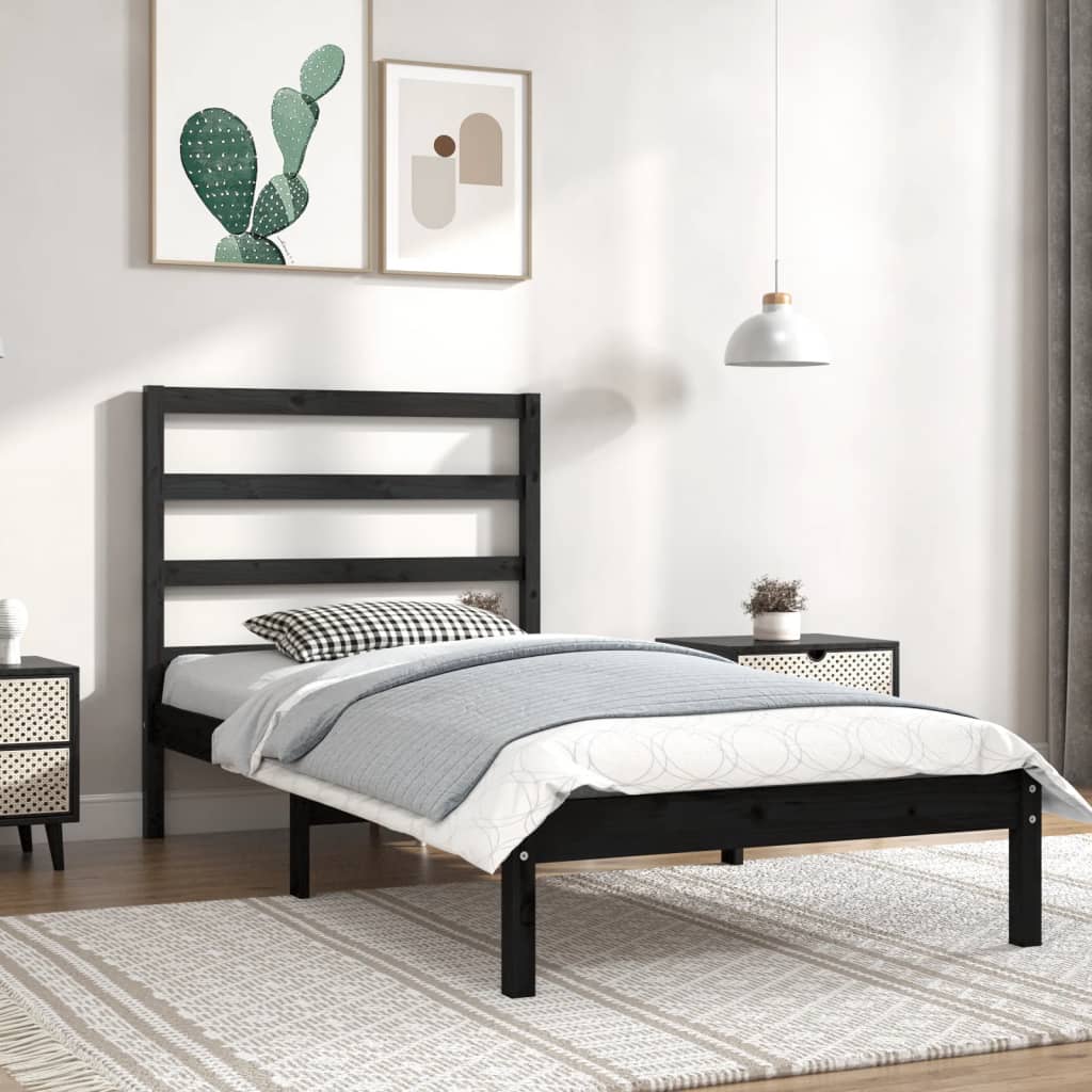 Bedframe massief grenenhout zwart 100x200 cm is nu te koop bij PeponiXL, paradijselijk wonen!