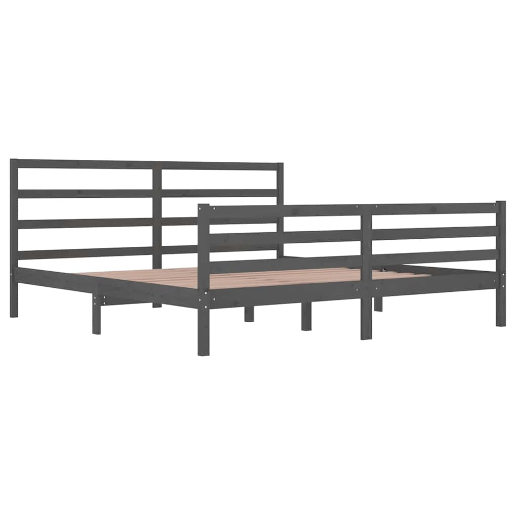 Bedframe massief grenenhout grijs 200x200 cm is nu te koop bij PeponiXL, paradijselijk wonen!