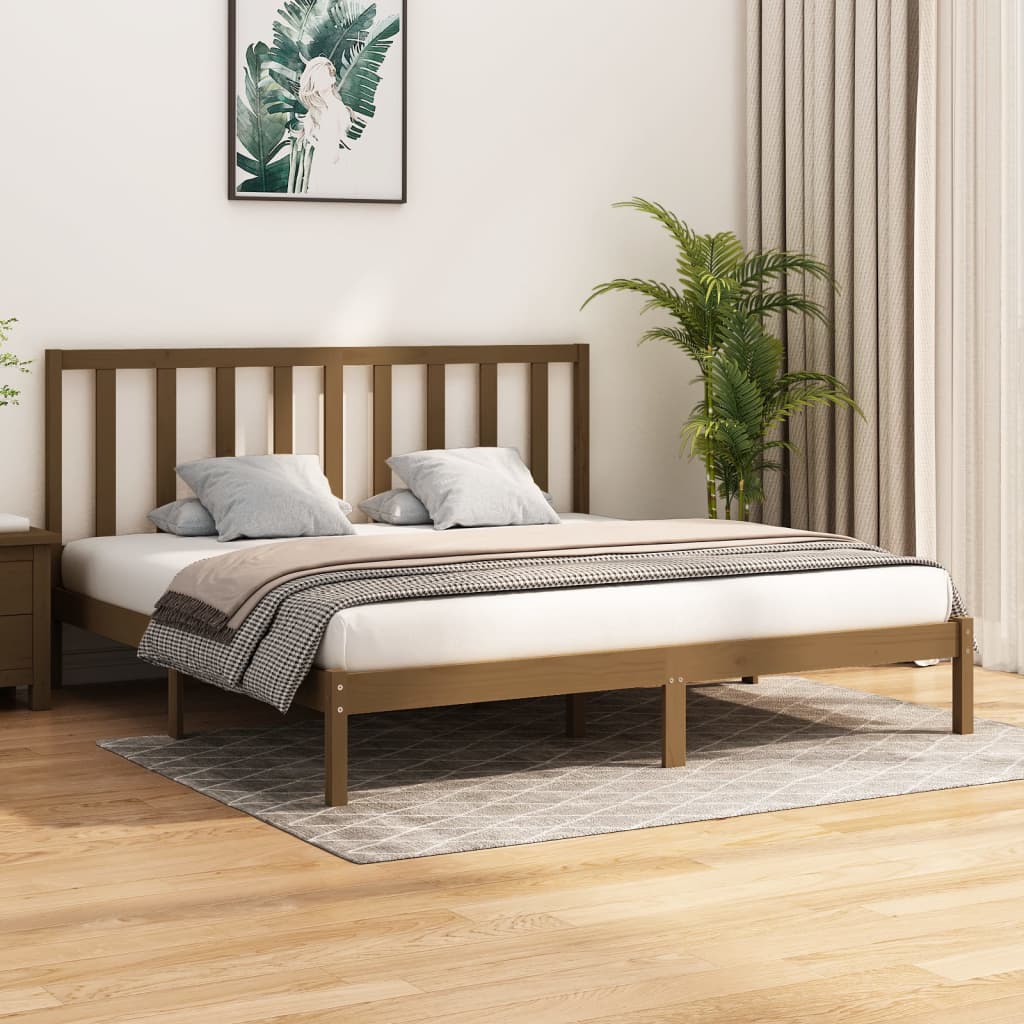 Bedframe massief grenenhout honingbruin 200x200 cm is nu te koop bij PeponiXL, paradijselijk wonen!