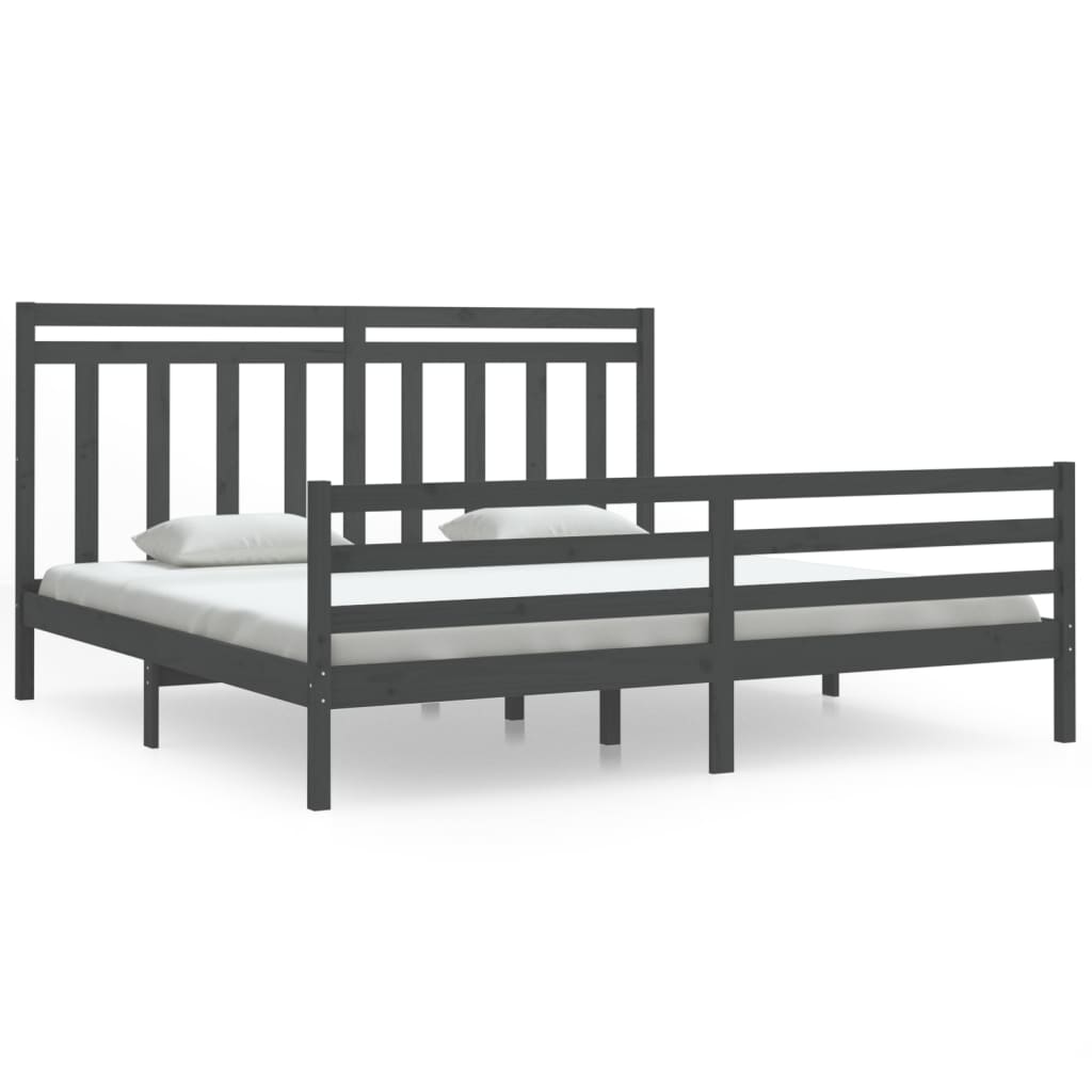 Bedframe massief hout grijs 200x200 cm is nu te koop bij PeponiXL, paradijselijk wonen!