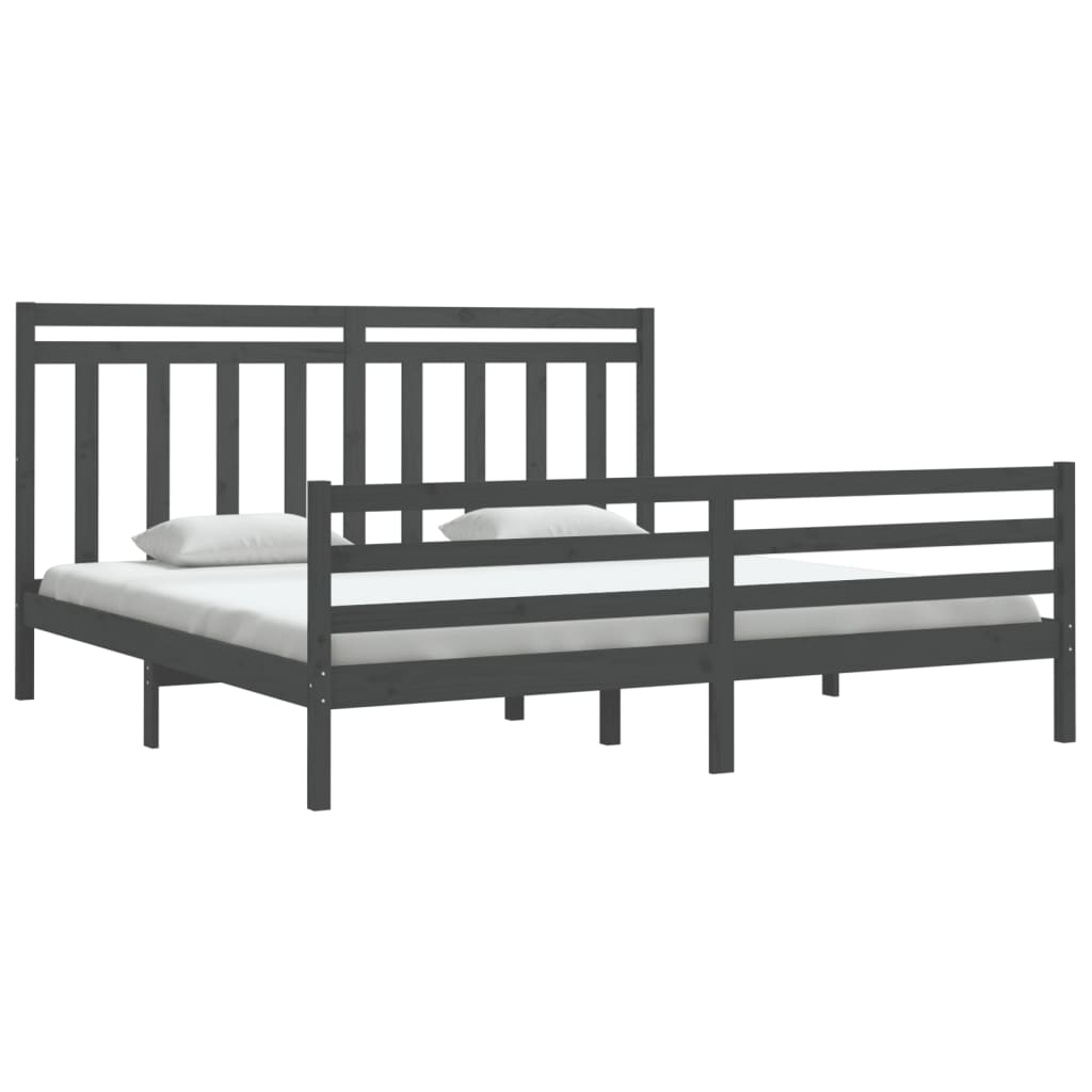Bedframe massief hout grijs 200x200 cm is nu te koop bij PeponiXL, paradijselijk wonen!