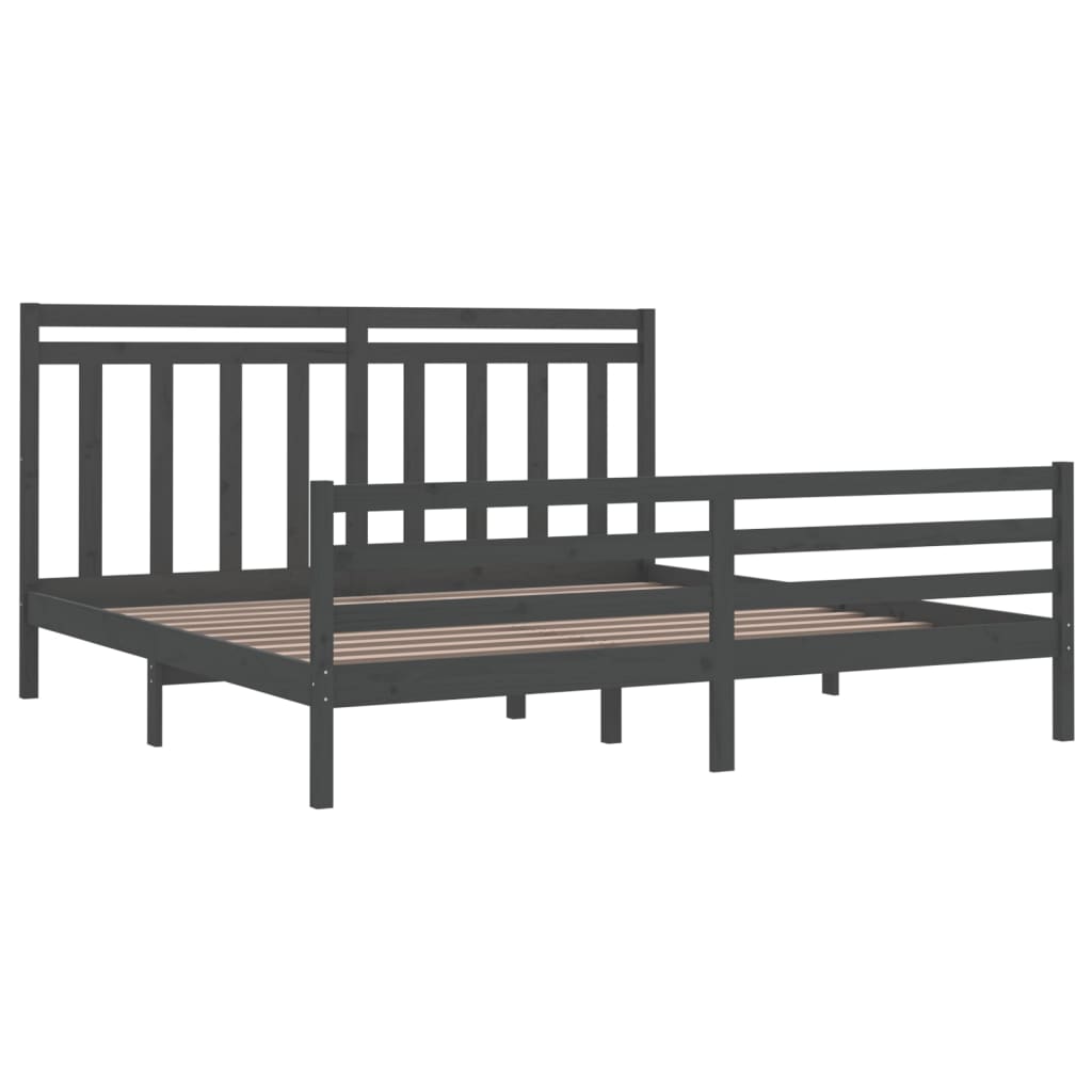 Bedframe massief hout grijs 200x200 cm is nu te koop bij PeponiXL, paradijselijk wonen!