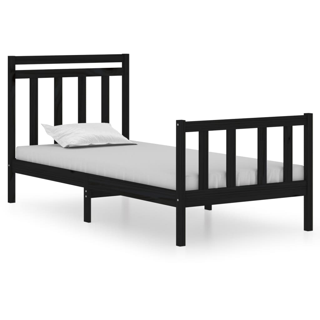 Bedframe massief hout zwart 75x190 cm is nu te koop bij PeponiXL, paradijselijk wonen!