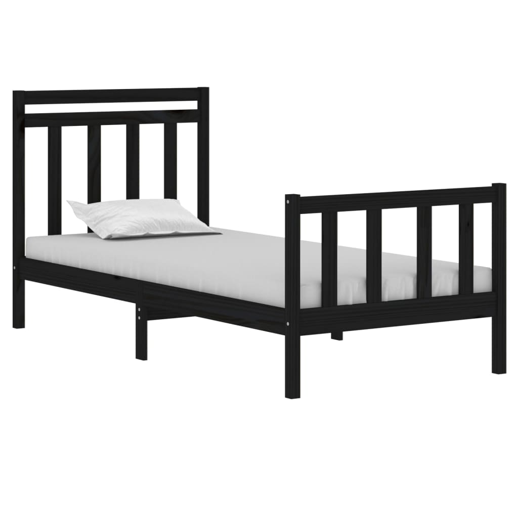 Bedframe massief hout zwart 75x190 cm is nu te koop bij PeponiXL, paradijselijk wonen!