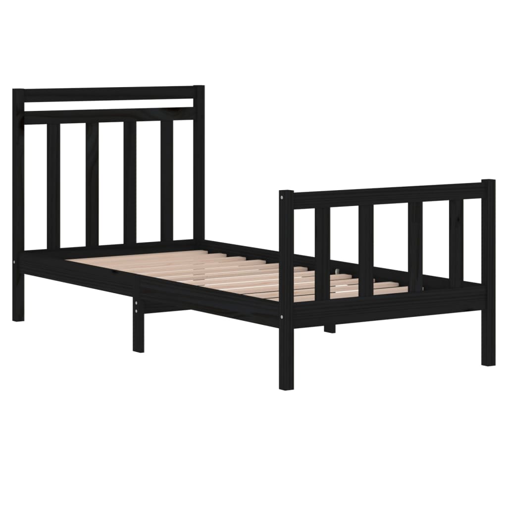 Bedframe massief hout zwart 75x190 cm is nu te koop bij PeponiXL, paradijselijk wonen!